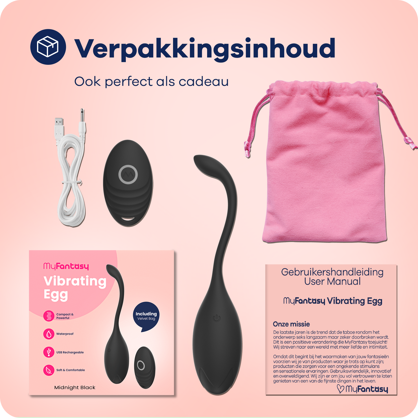 MyFantasy Vibrerend Ei met Afstandsbediening - Midnight Black